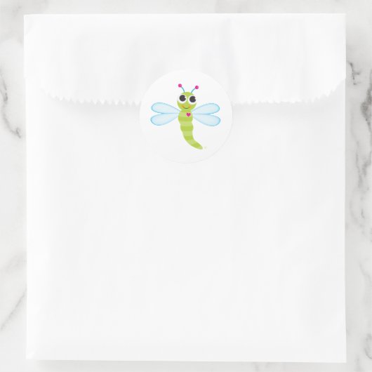 Dragonfly Runder Aufkleber (Tasche)
