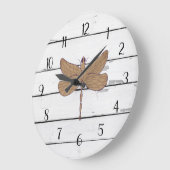 Dragonfly Rustic Shiplap Bauernhaus Dekoration Große Wanduhr (Winkel)