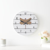 Dragonfly Rustic Shiplap Bauernhaus Dekoration Große Wanduhr (Zuhause)