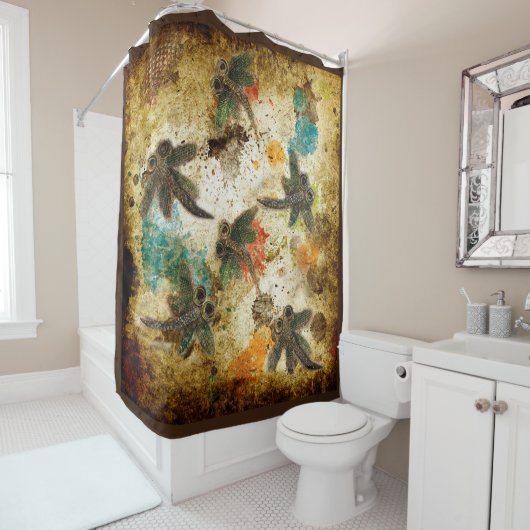 Dragonfly Rustic Splash Duschvorhang (Beispiel)