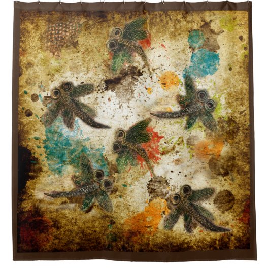 Dragonfly Rustic Splash Duschvorhang (Vorderseite)