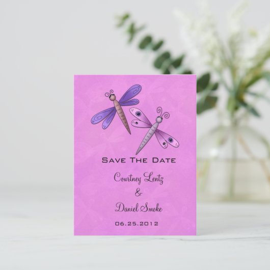 Dragonfly Save the Date Ankündigungspostkarte (Stehend Vorderseite)