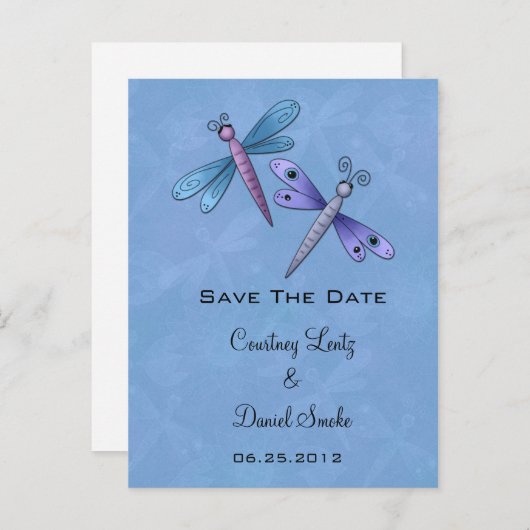 Dragonfly Save the Date Ankündigungspostkarte (Vorne/Hinten)