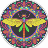 Dragonfly Schöne, bunt und verziert Aufkleber (Vorderseite)