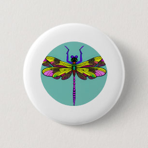 Dragonfly Schöne, bunt und verziert Button
