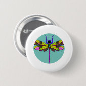 Dragonfly Schöne, bunt und verziert Button (Vorne & Hinten)