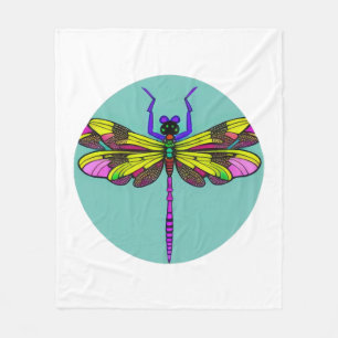 Dragonfly Schöne, bunt und verziert Fleecedecke