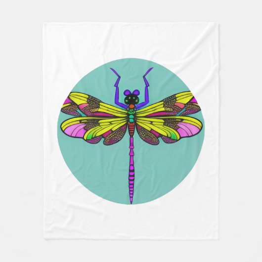 Dragonfly Schöne, bunt und verziert Fleecedecke (Vorderseite)