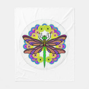 Dragonfly Schöne, bunt und verziert Fleecedecke