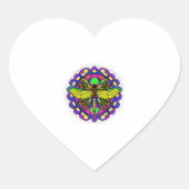 Dragonfly Schöne, bunt und verziert Herz-Aufkleber (Vorderseite)