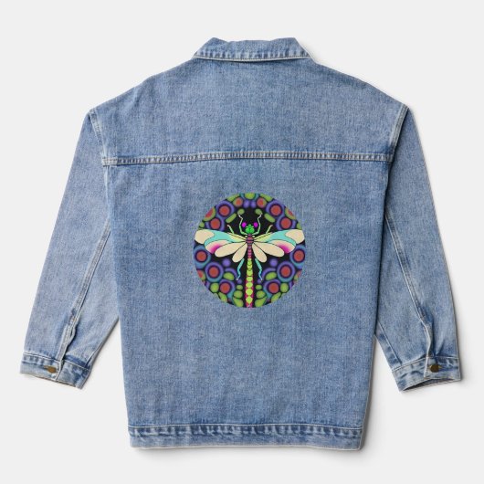 Dragonfly Schöne, bunt und verziert Jeansjacke (Rückseite)