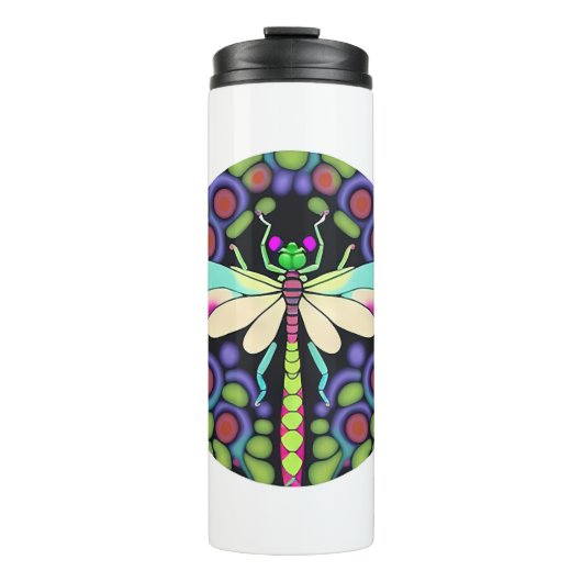 Dragonfly Schöne, bunt und verziert Thermosbecher (Vorderseite)