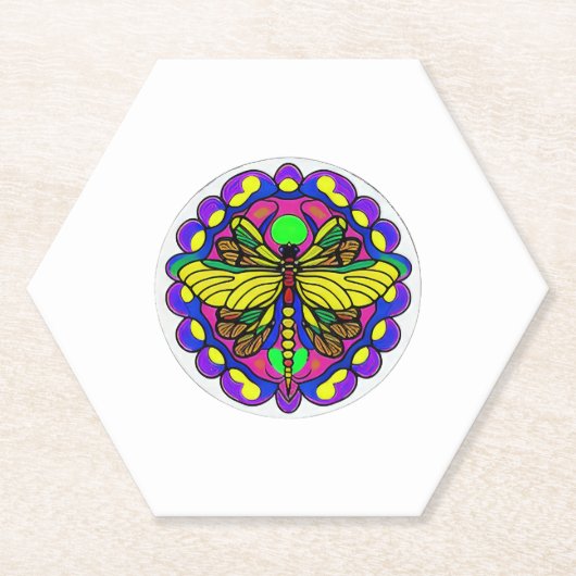 Dragonfly Schöne, bunt und verziert Untersetzer (Vorderseite)