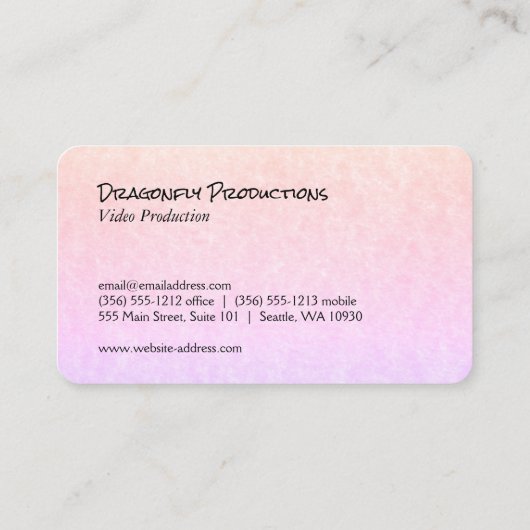 Dragonfly (schwarz) chic visitenkarte (Rückseite)