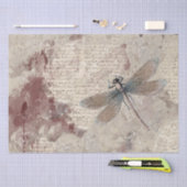 Dragonfly Shabby Mixed Media Script Decoupage Seidenpapier (Handwerk)