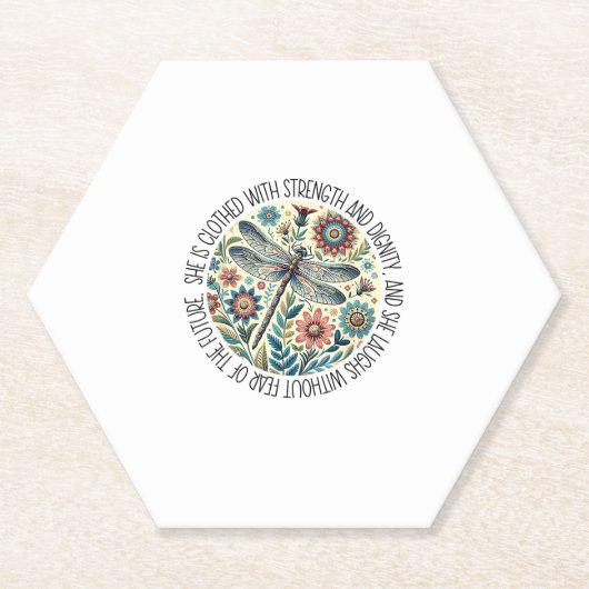 Dragonfly She Is Clothed With Strength & Dignity T Untersetzer (Vorderseite)