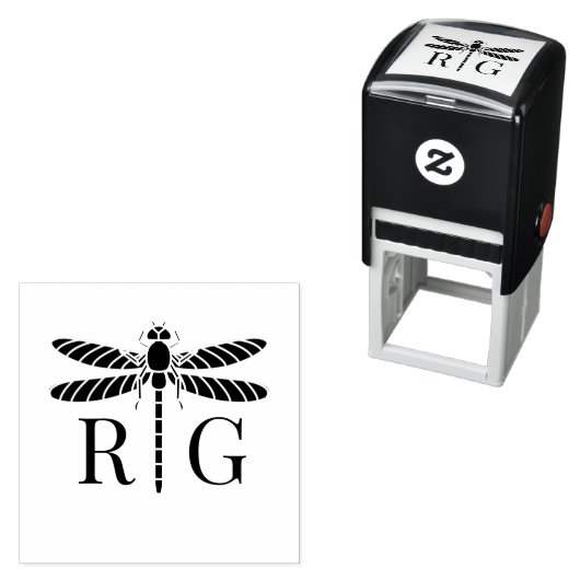 Dragonfly Silhouette 2 Erste Hochzeitmonogramm #2 Permastempel (Beispiel)