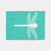 Dragonfly-Silhouette auf Türkis Fleecedecke (Vorderseite (Horizontal))