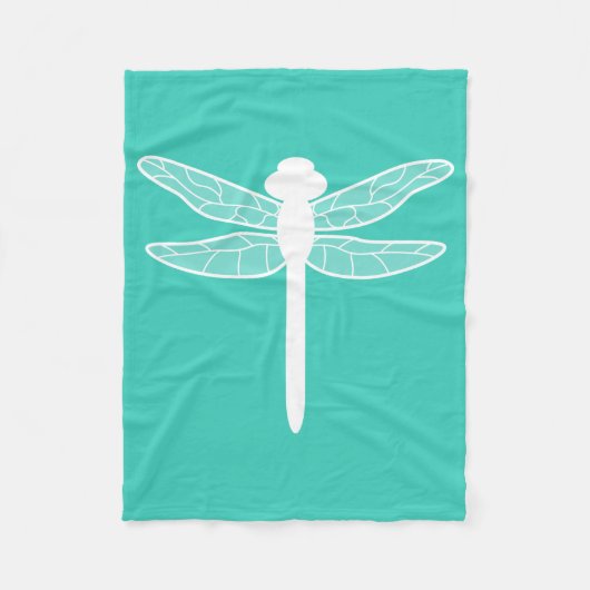Dragonfly-Silhouette auf Türkis Fleecedecke (Vorderseite)