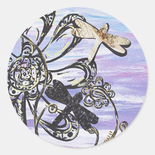 Dragonfly Sky-Aufkleber Runder Aufkleber (Vorderseite)