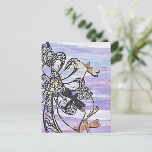Dragonfly Sky Postcard Postkarte (Stehend Vorderseite)