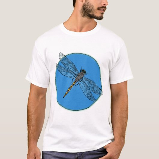 Dragonfly Sommer – Hellblauer Kreis Kunst T-Shirt (Vorderseite)