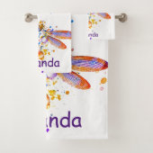 Dragonfly-Spritzer personalisiert Badhandtuch Set (Insitu)