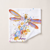 Dragonfly-Spritzer personalisiert Badhandtuch Set (Waschlappen)