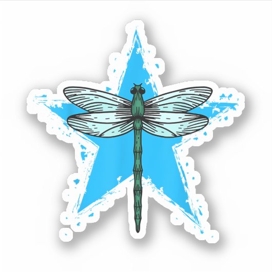 Dragonfly Star Design Insect Love Lover Dragonflie Aufkleber (Vorderseite)