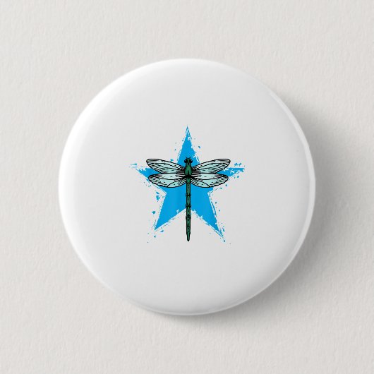 Dragonfly Star Design Insect Love Lover Dragonflie Button (Vorderseite)