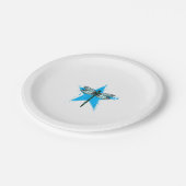 Dragonfly Star Design Insect Love Lover Dragonflie Pappteller (Schrägansicht)