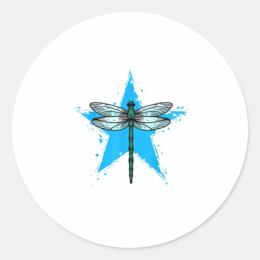 Dragonfly Star Design Insect Love Lover Dragonflie Runder Aufkleber (Vorderseite)