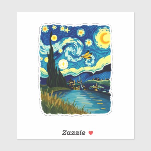 Dragonfly Starry Night (3) Aufkleber (Blatt)