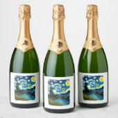 Dragonfly Starry Night (3) Schaumweinetikett (Flaschen)