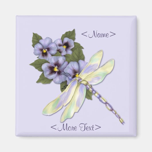 Dragonfly & Stiefmütterchen - Anpassen Magnet (Vorne)