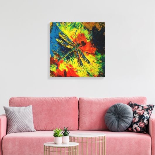 Dragonfly Stretched Canvas Print Leinwanddruck (Insitu (Wohnzimmer))