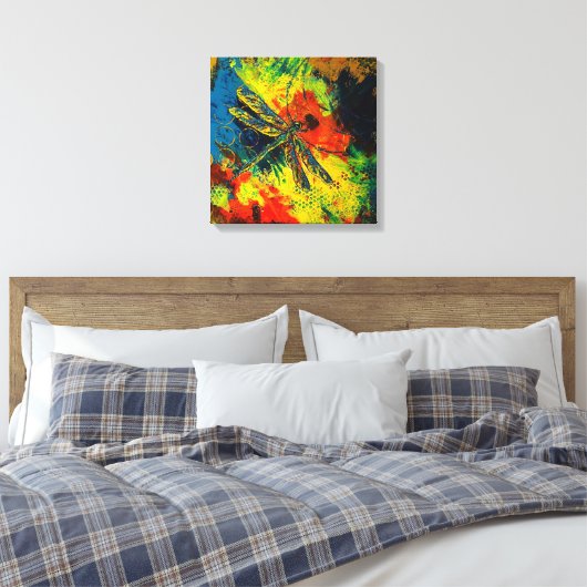 Dragonfly Stretched Canvas Print Leinwanddruck (Insitu (Schlafzimmer))