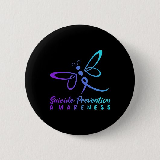 Dragonfly Suizidprävention Bewusstsein rosa und di Button (Vorderseite)