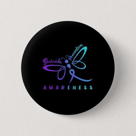 Dragonfly Suizidprävention Bewusstsein rosa und di Button (Vorderseite)