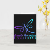 Dragonfly Suizidprävention Bewusstsein rosa und di Karte (Gelbe Blume)