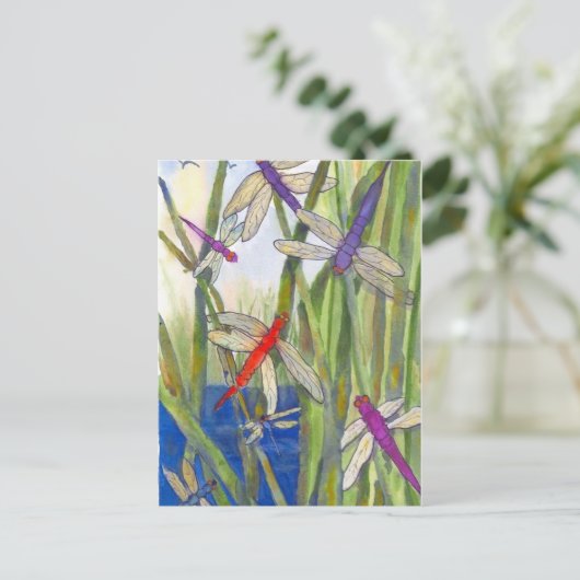 Dragonfly Summer Postkarte (Stehend Vorderseite)