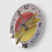 Dragonfly-Symbol auf der Birke Große Wanduhr (Winkel)