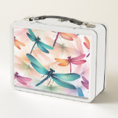 Dragonfly-Tanz Druckknopfdruck Nähtasche Metall Brotdose (Rückseite)