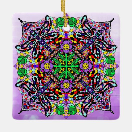 Dragonfly Themed Mandala Colorful Zen Keramikornament (Vorderseite)