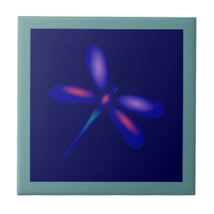 Dragonfly-Tile (aquamarine Grenze) Fliese