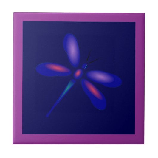 Dragonfly Tile (Fuschia-Grenze) Fliese (Vorderseite)