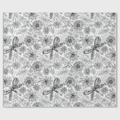 Dragonfly und Blume-Doodle-Packpapier Geschenkpapier (Flach)