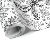 Dragonfly und Blume-Doodle-Packpapier Geschenkpapier (Rolleneckpunkt)