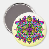 Dragonfly und Blume Mandala Magnet (Vorderseite/Rückseite)