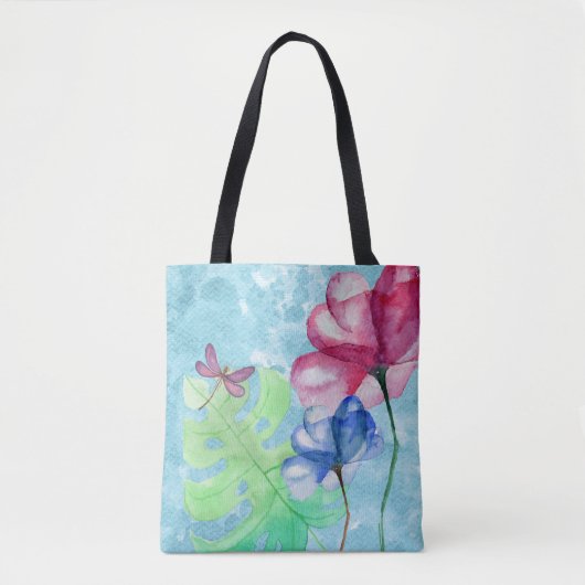 Dragonfly und Blumenwasser Tasche (Vorderseite)